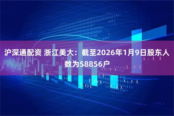 沪深通配资 浙江美大：截至2026年1月9日股东人数为58856户